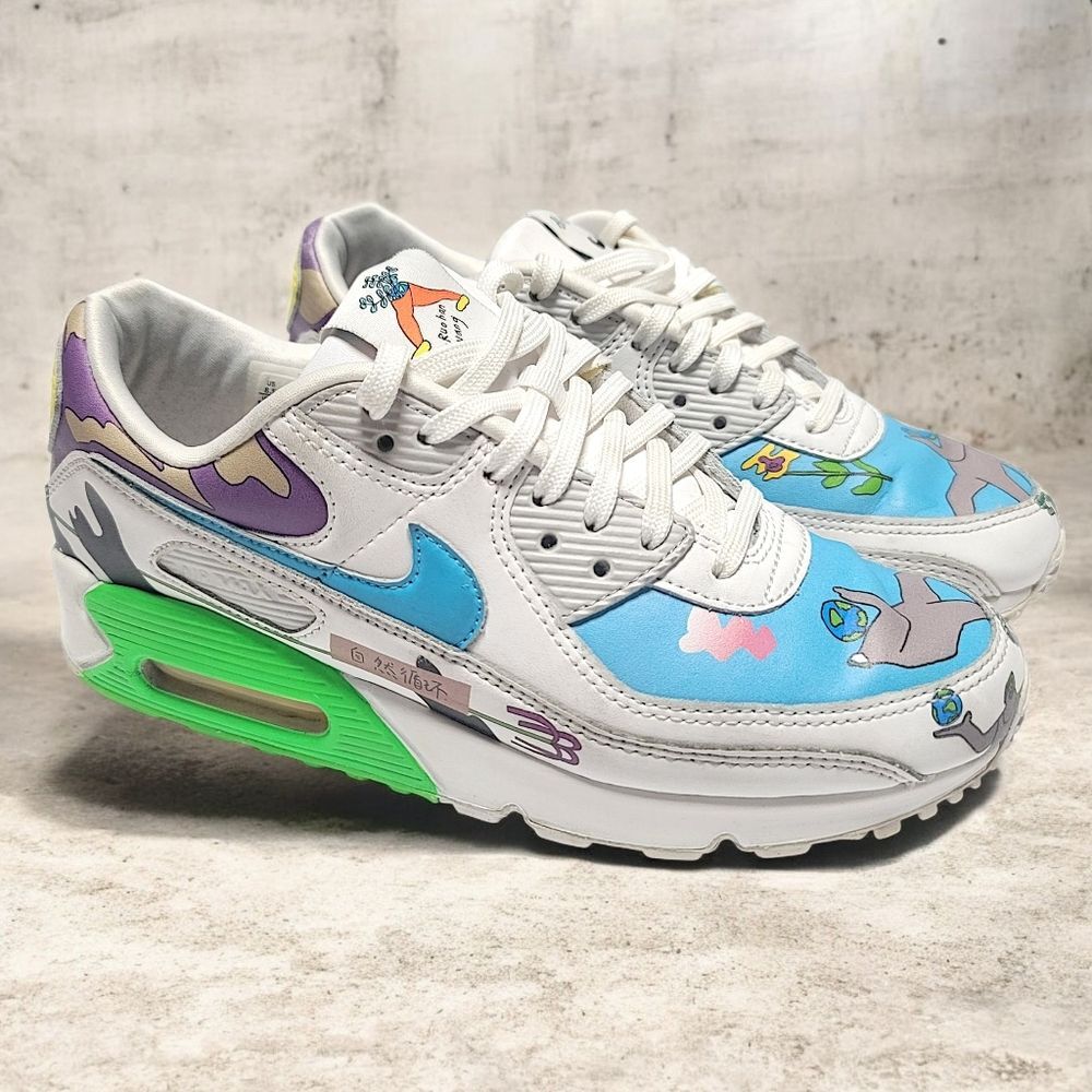 Nike Flyleather Air Max 90 QS "Rhohan Wang" Earth Day Size 8.5